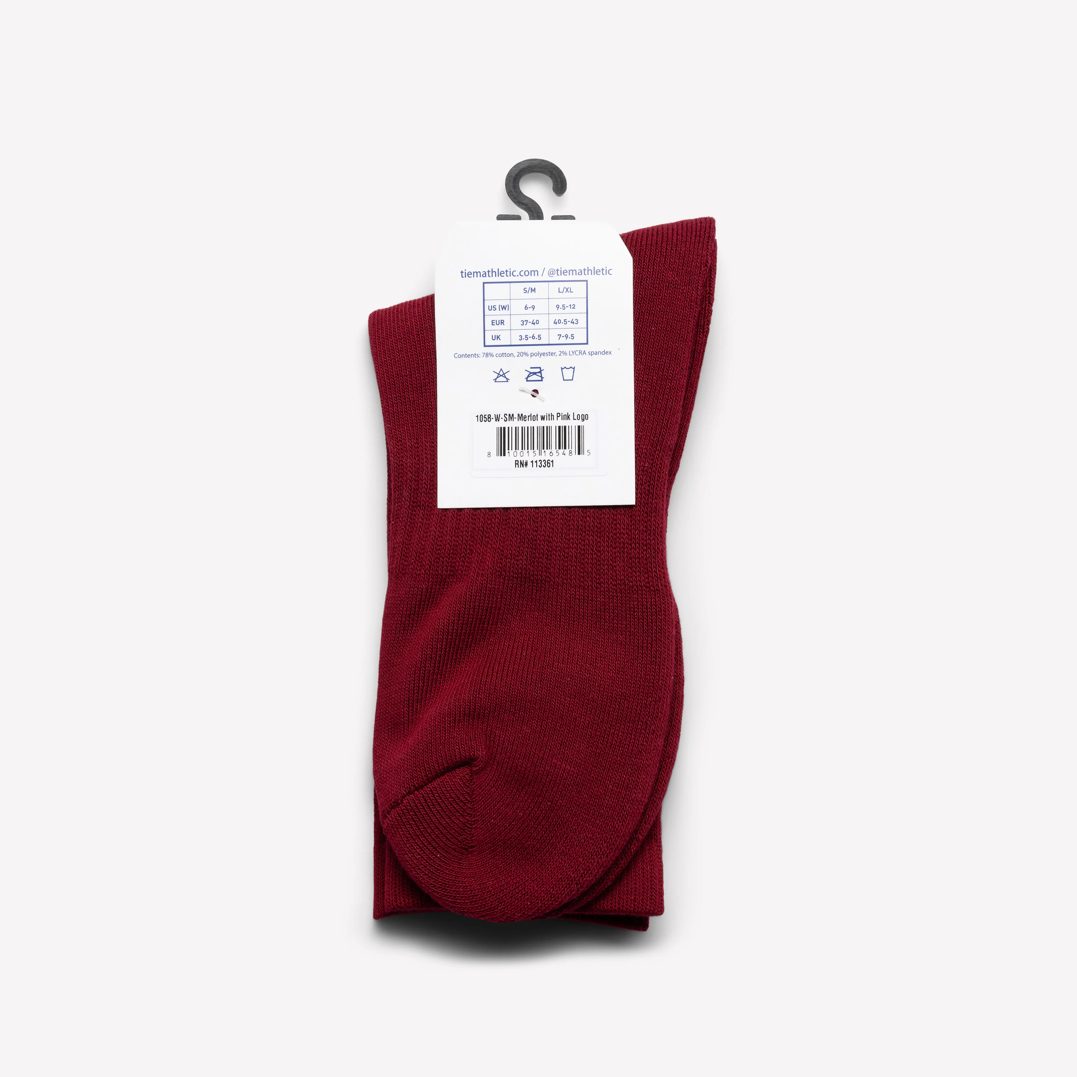 Cotton Crew Socks - Merlot/Pink - Image 3