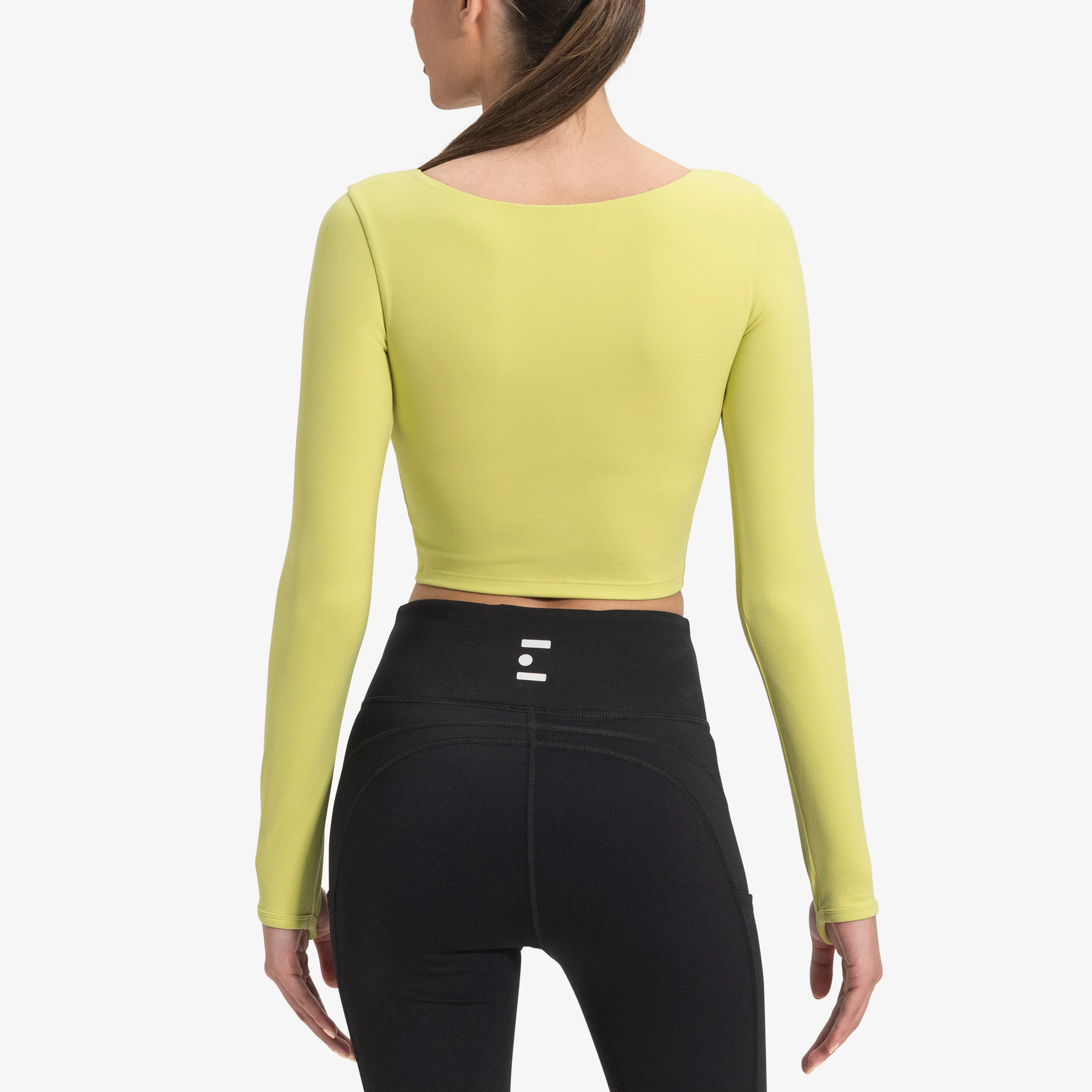 Cropped Long Sleeve - Citron/White - Image 2