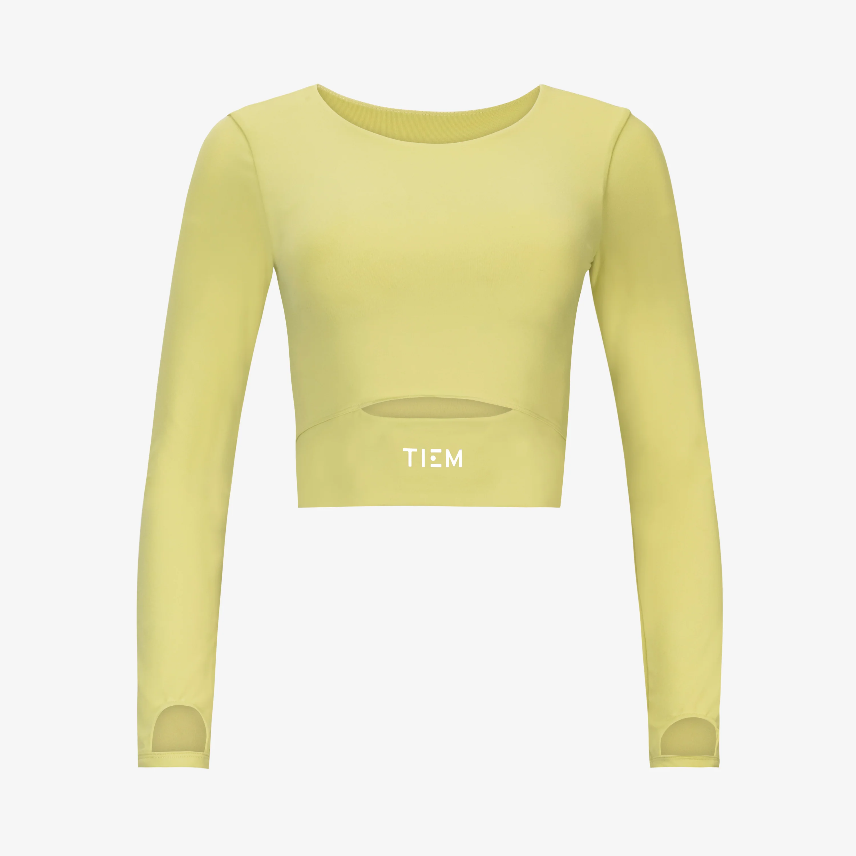 Cropped Long Sleeve - Citron/White - Image 3